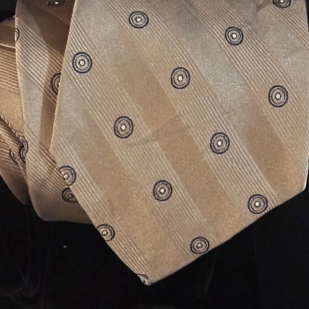 Sulka Silk Tie Tan Light Brown Beige Metallic Bronze Metal